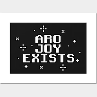 Aro Joy Exists - Aromantic Pride Pixel Art (lite text v2) Posters and Art